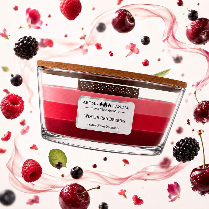 Aroma Candle Tricolor Winter Red Berries Illatgyertya