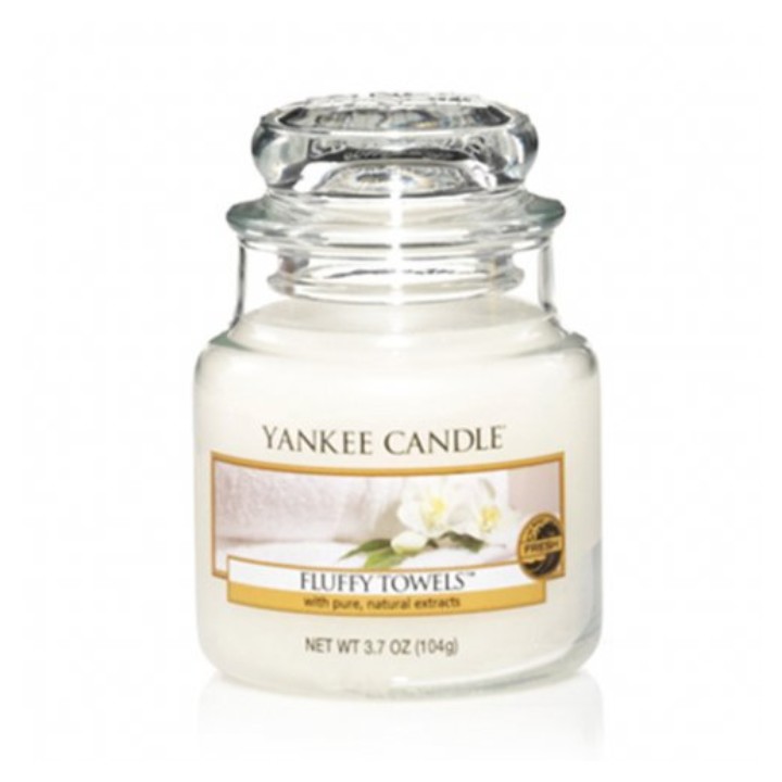 Fluffy Towels illatú kis üveggyertya