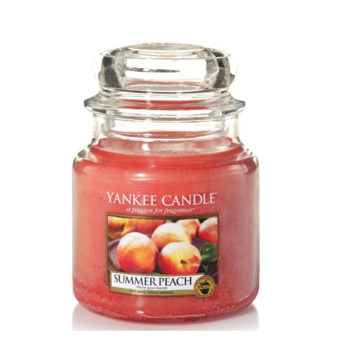 Summer Peach illatú közepes üveggyertya