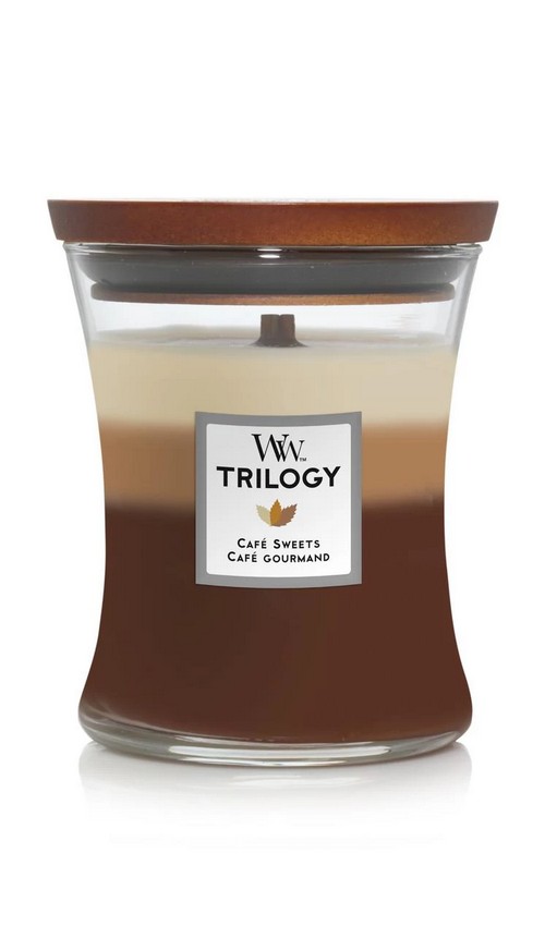 WoodWick Trilogy Cafe Sweets közepes illatgyertya