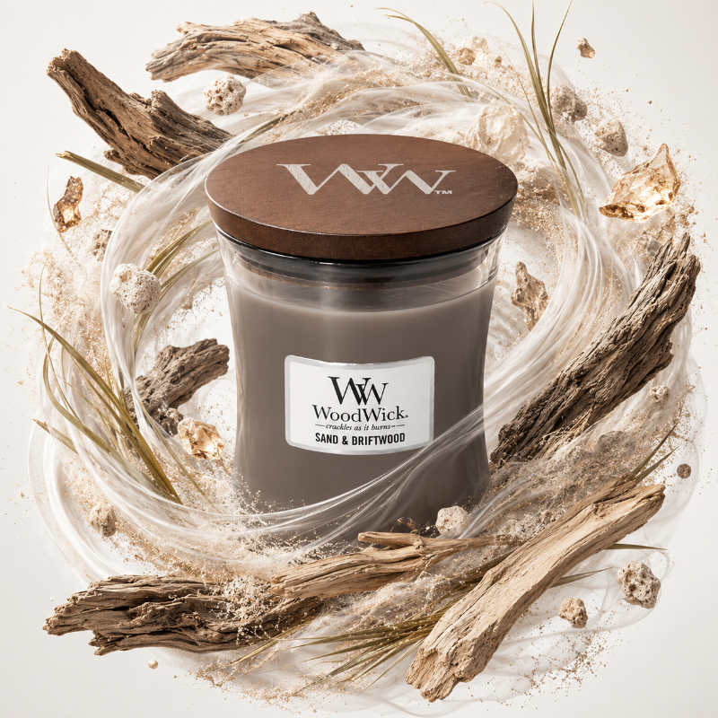 WoodWick Közepes Sand & Driftwood