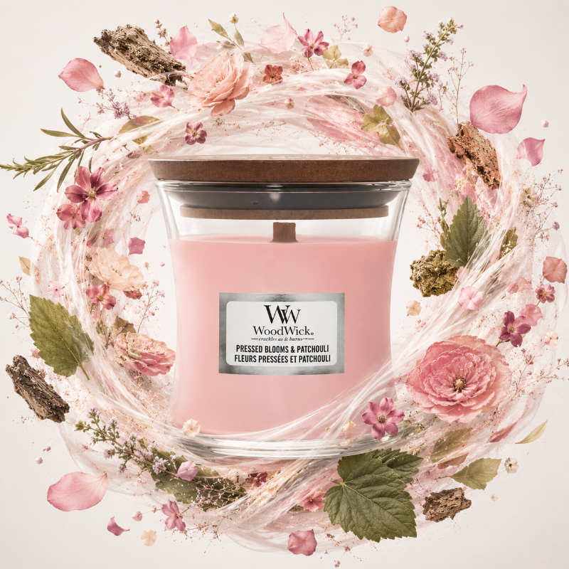 WoodWick Közepes Pressed Blooms & Patchuli