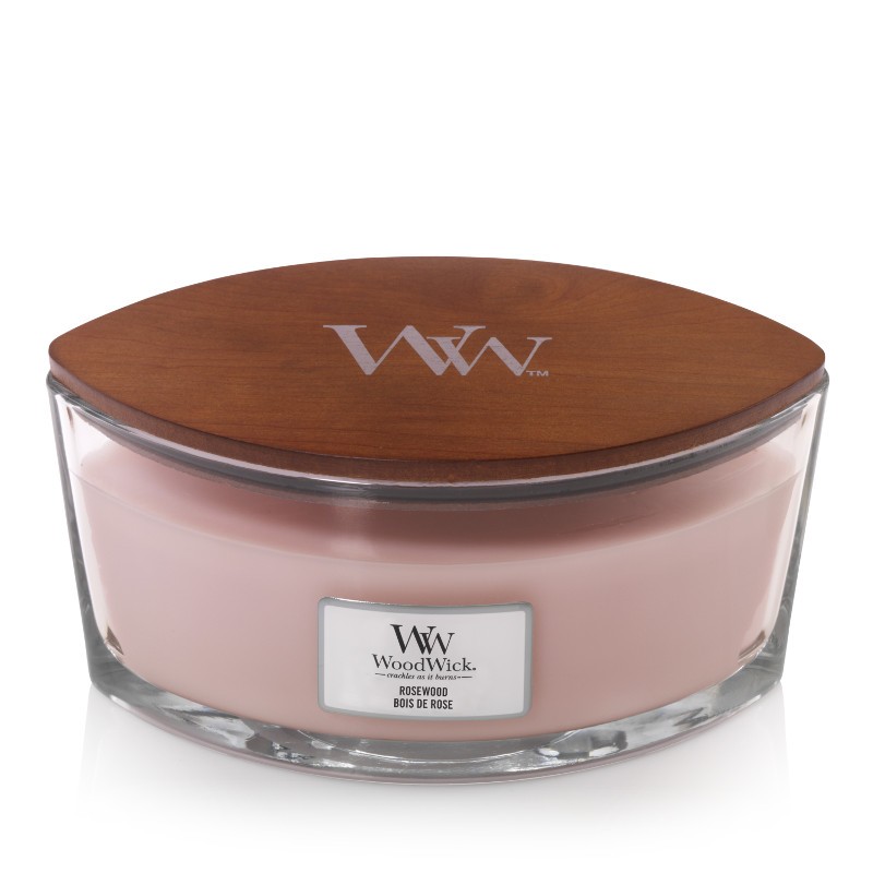 Woodwick Rosewood Hajo illatú üveggyertya