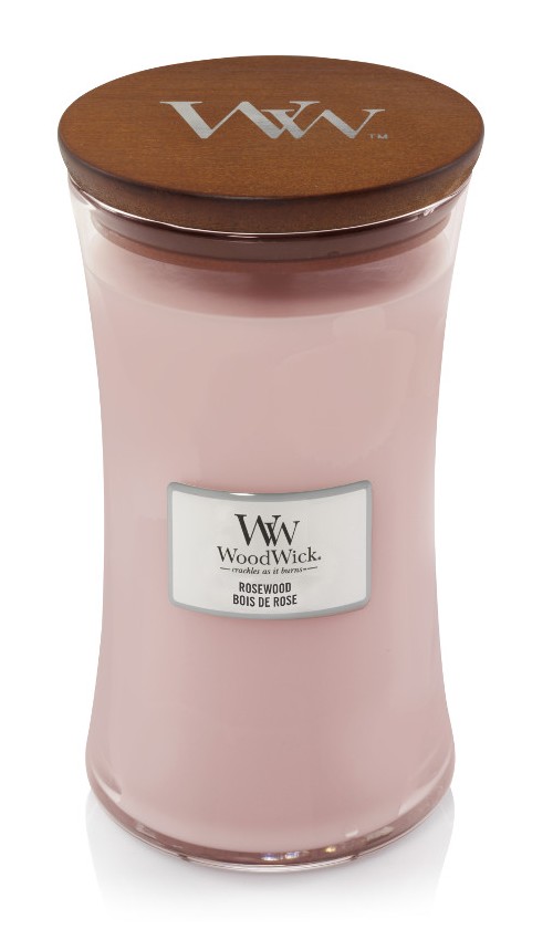 Woodwick Rosewood illatú nagy üveggyertya
