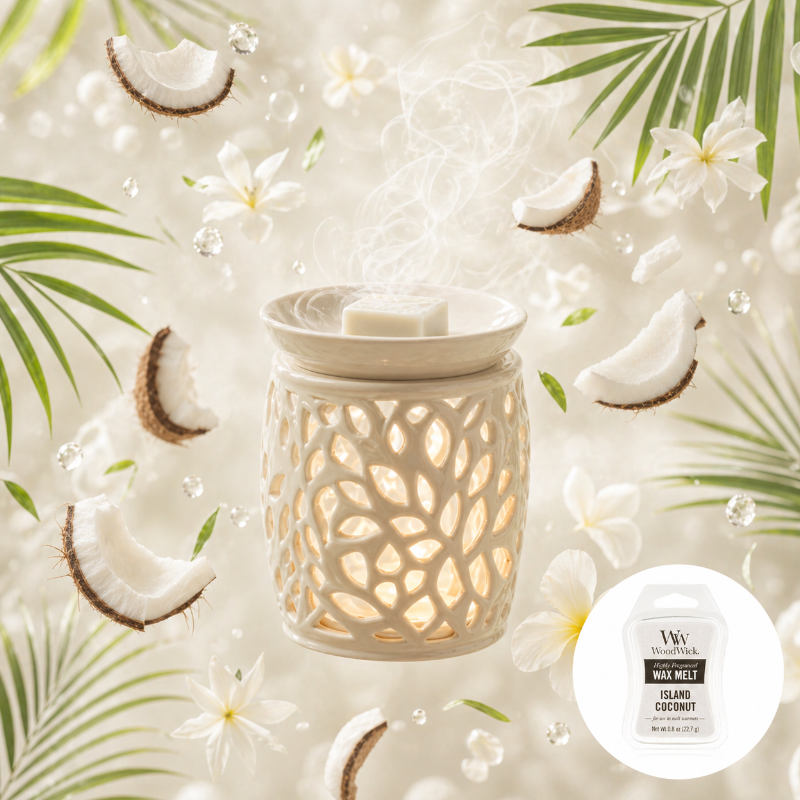 Woodwick Island Coconut illatú mini viasz