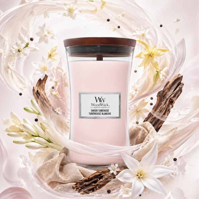 Woodwick Sheer Tuberose Illatgyertya