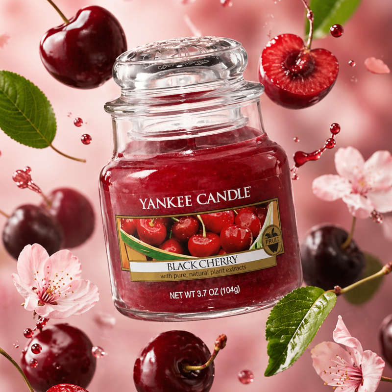 Black Cherry illatú kis üveggyertya