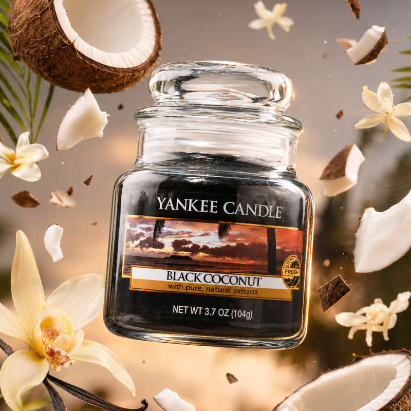 Black Coconut illatú kis üveggyertya