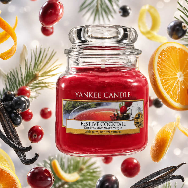 Yankee Festive Cocktail illatú kis üveggyertya