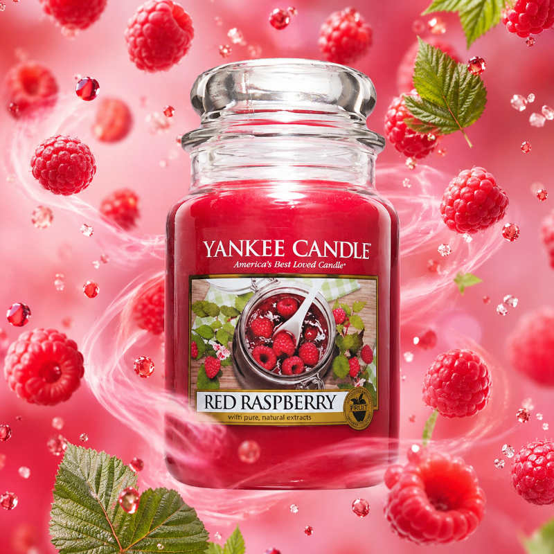 Red Raspberry illatú nagy üveggyertya