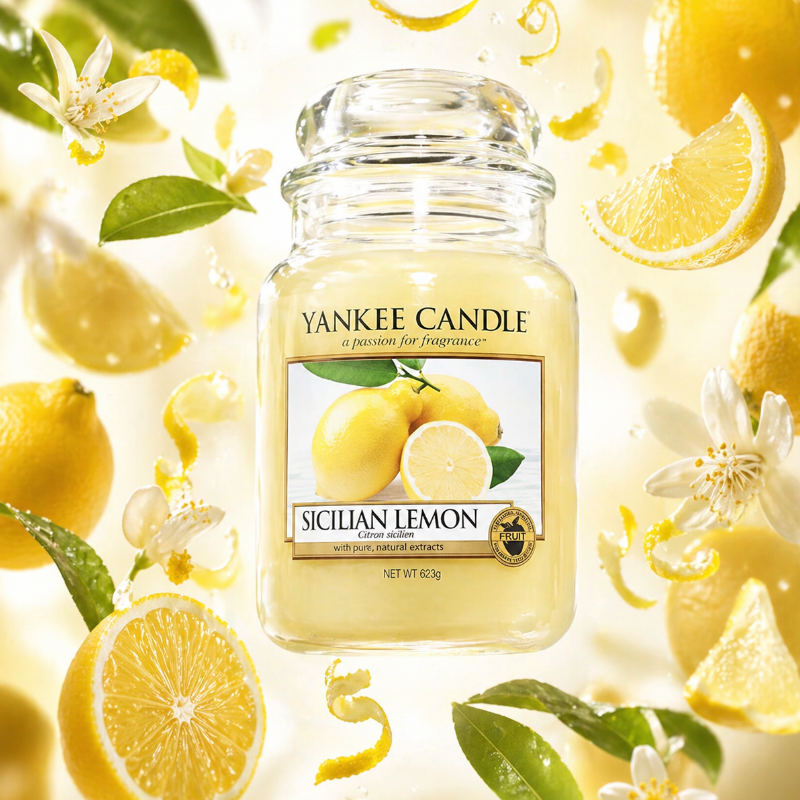 Sicilian Lemon illatú nagy üveggyertya