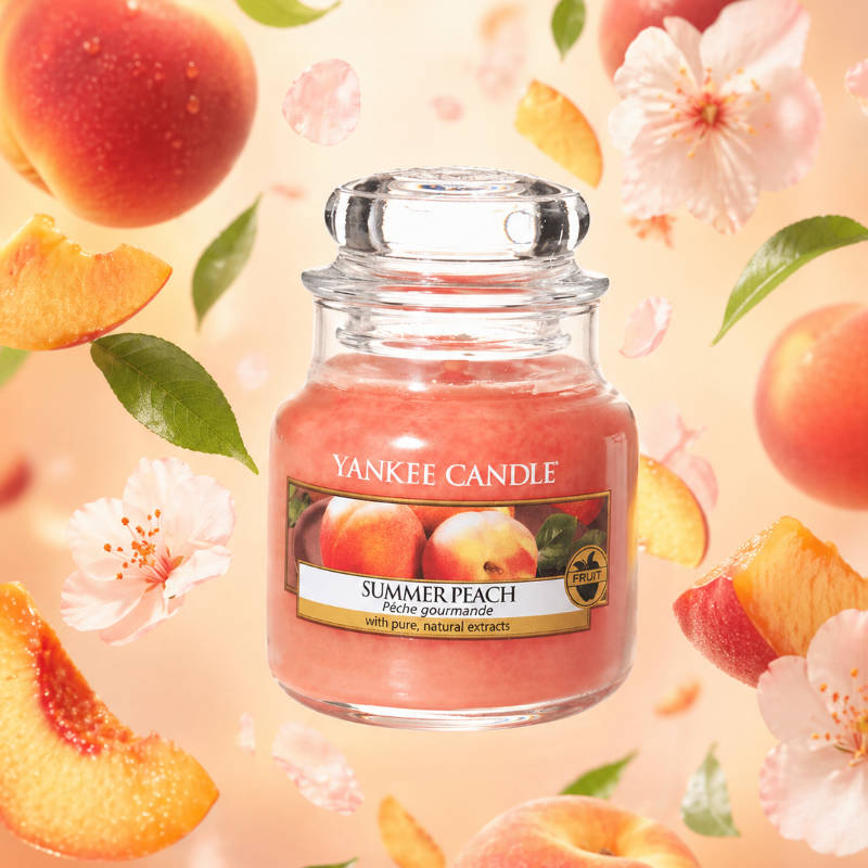 Summer Peach illatú kis üveggyertya